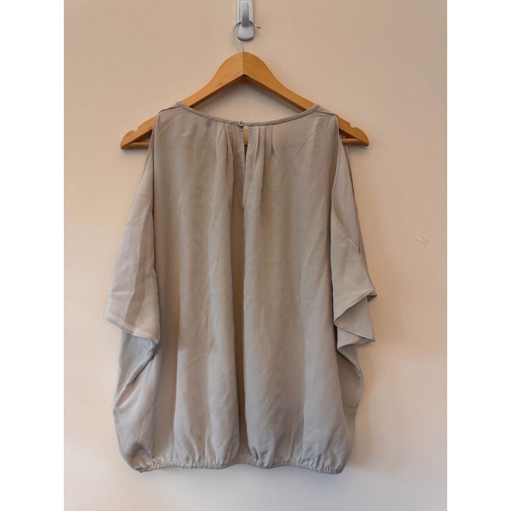 Joie Grey Silk Verrico Cold Shoulder Top Size Large - Picture 2 of 7
